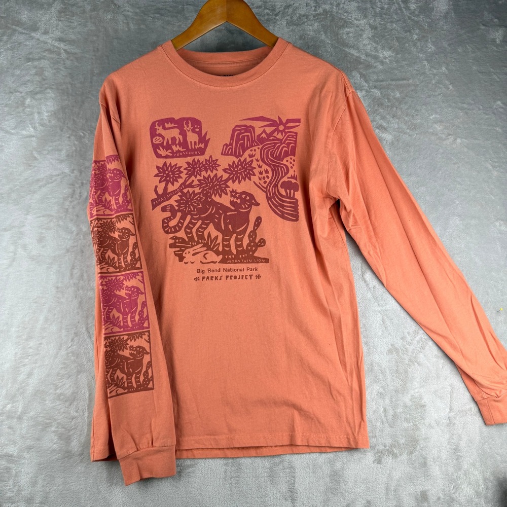 Parks Project Big Bend National Park Long Sleeve Graphic Tee Mens Medium Orange